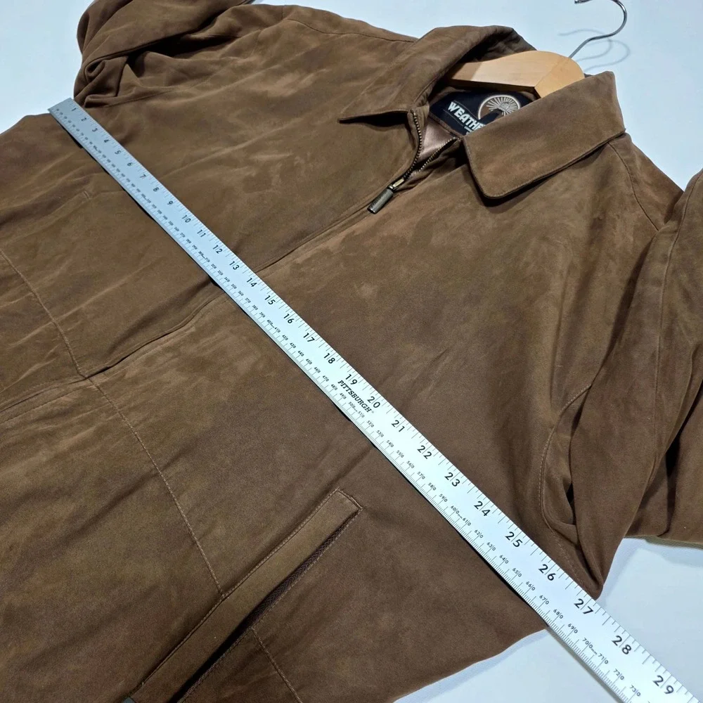 Weatherproof Jacket Mens XXL Brown Micro Suede Full Zip Bomber Harrington Coat